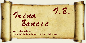 Irina Bončić vizit kartica
